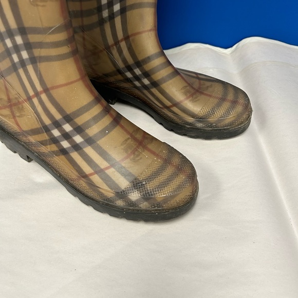 Burberry Check Print Ladies Brown Rain Boots sz US 9/ UK 7/ EU 41 - Picture 2 of 5